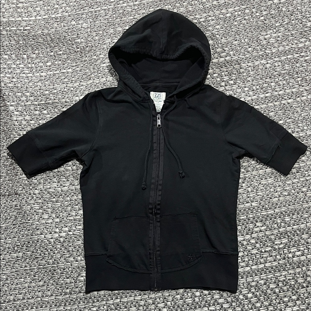 725 Originals | Black Hoodie with Cropped Sleeves